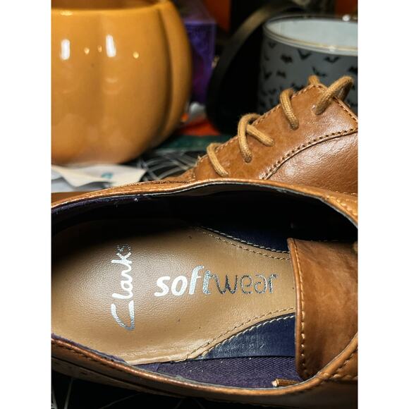 Clarks Brown Leather Oxford Shoes Size 7 - Picture 10 of 11